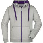 Pánská mikina Doubleface JN355 - Grey heather/purple S