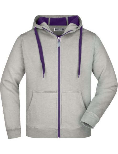 Pánská mikina Doubleface JN355 - Grey heather/purple S